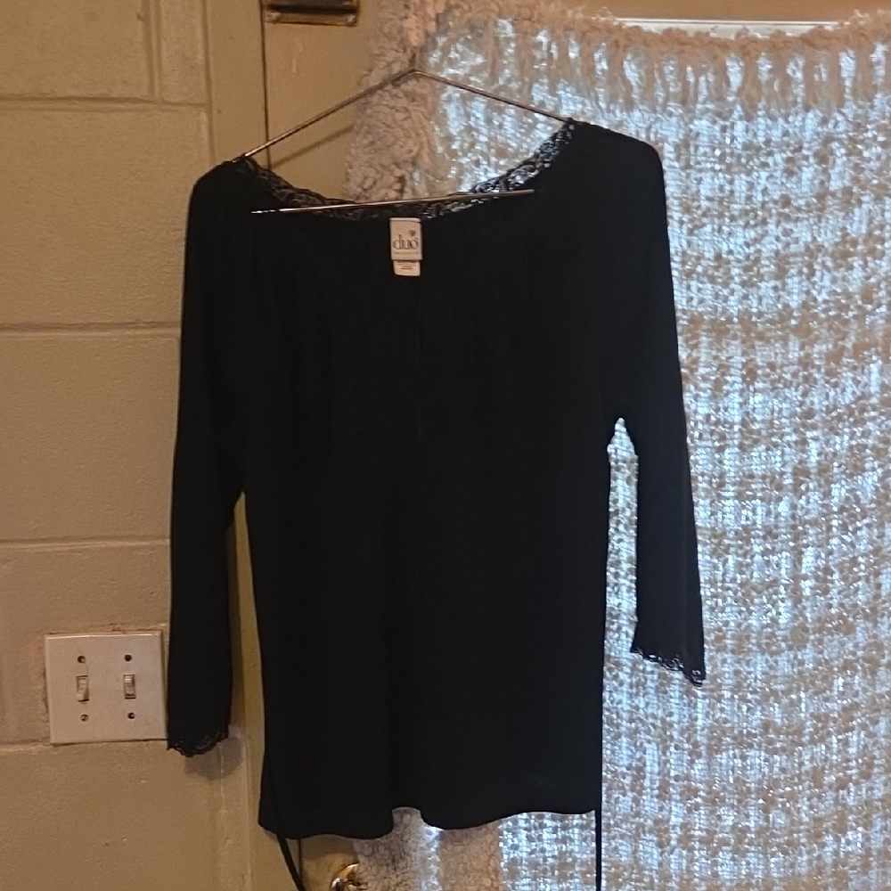 duo Maternity Black Women's Blouse with Lace Detail